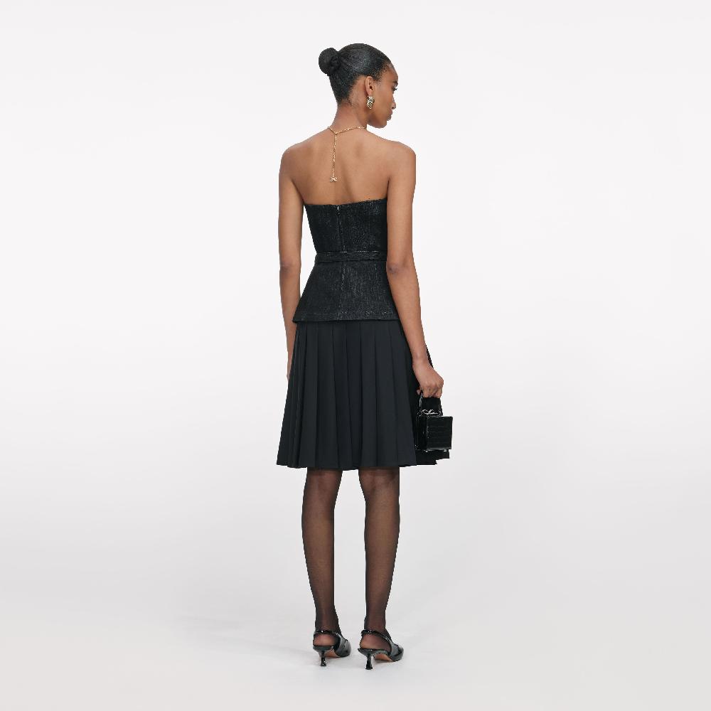 Self Portrait Black Denim Bandeau Top CLOTHING