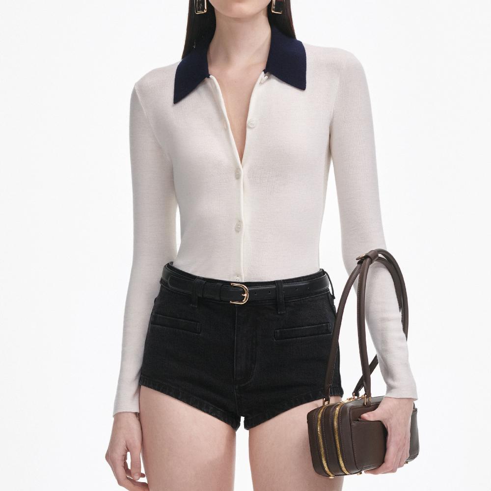 Self Portrait Black Denim Shorts CLOTHING