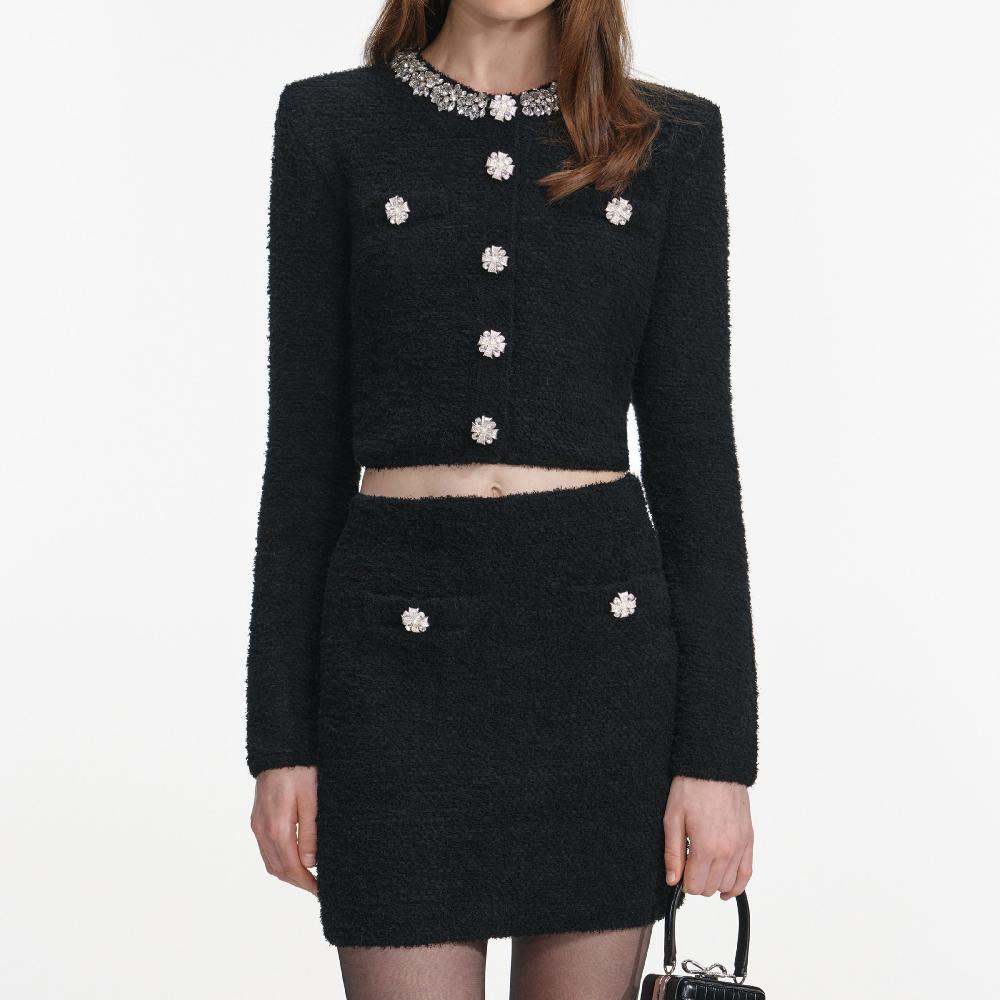 Self Portrait Black Knit Mini Skirt CLOTHING