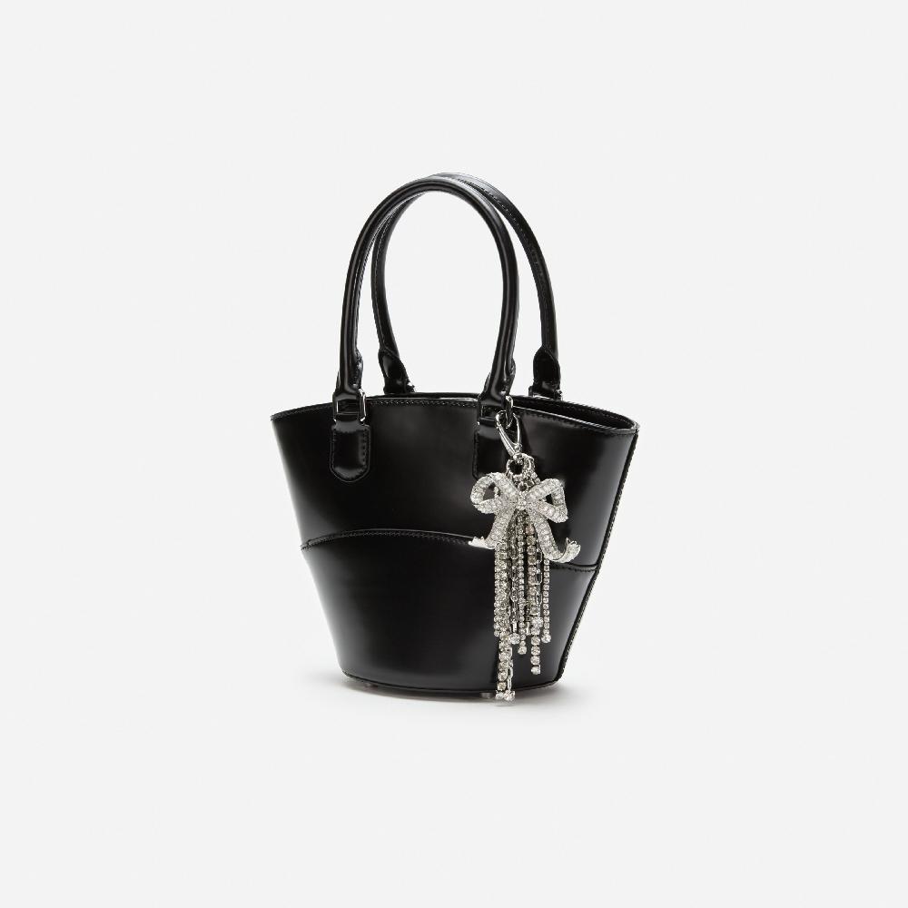 Self Portrait Black Leather Charm Tote Bag BAGS