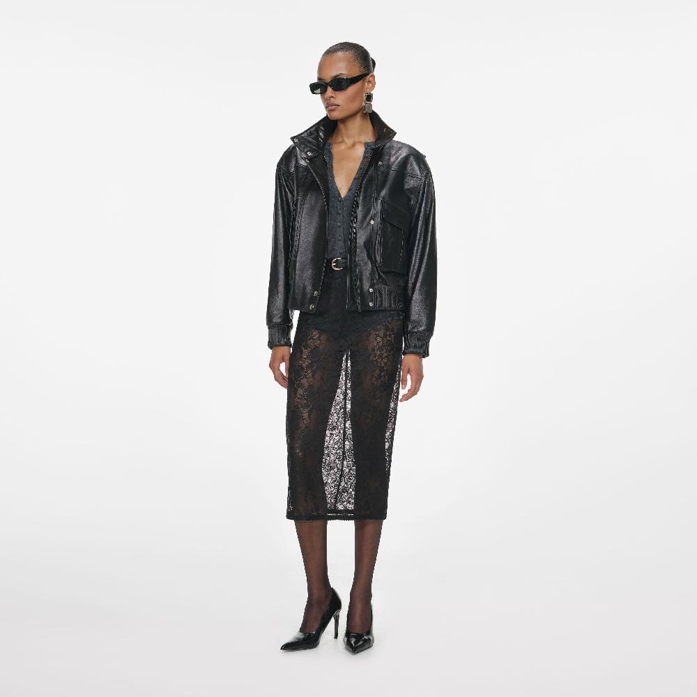 Self Portrait Black Leather Jacket CLOTHING