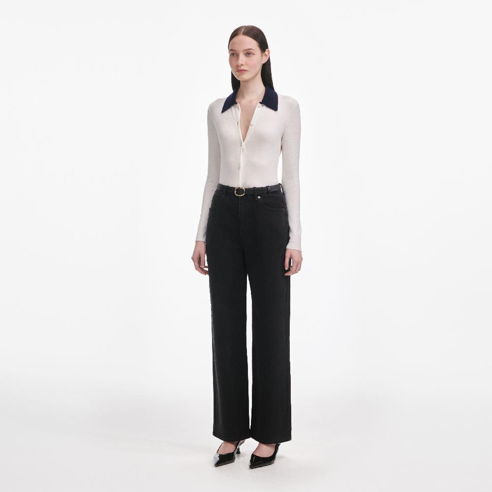 Self Portrait Black Straight Leg Jeans CLOTHING