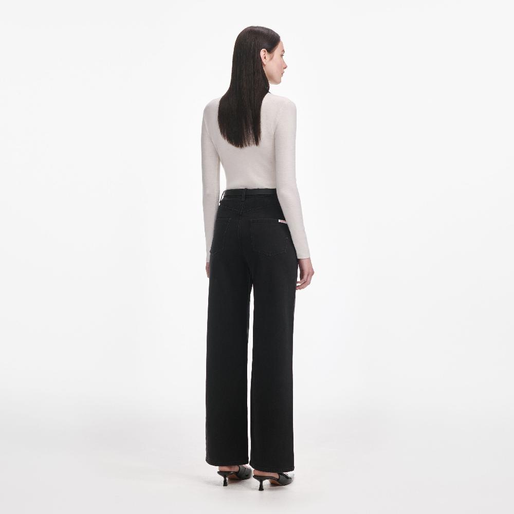 Self Portrait Black Straight Leg Jeans CLOTHING