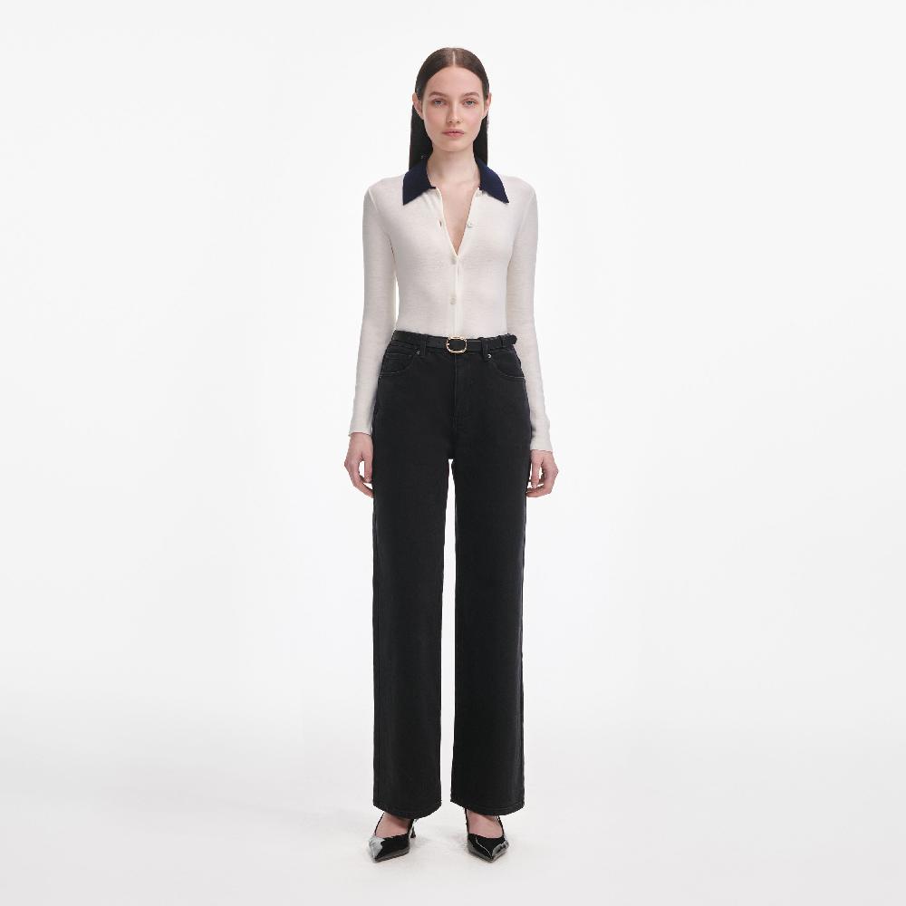 self portrait Black Straight Leg Jeans CLOTHING