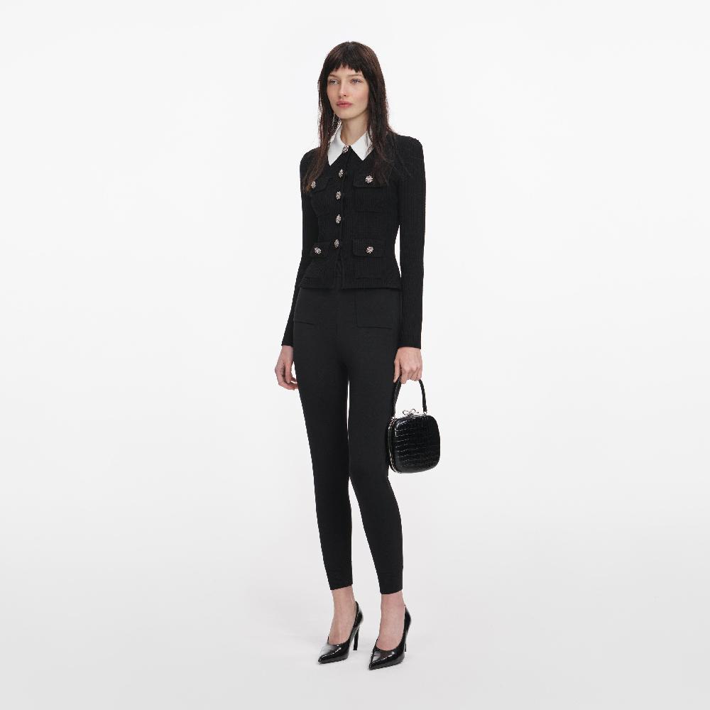 Self Portrait Black Tailored Knit Top CLOTHING