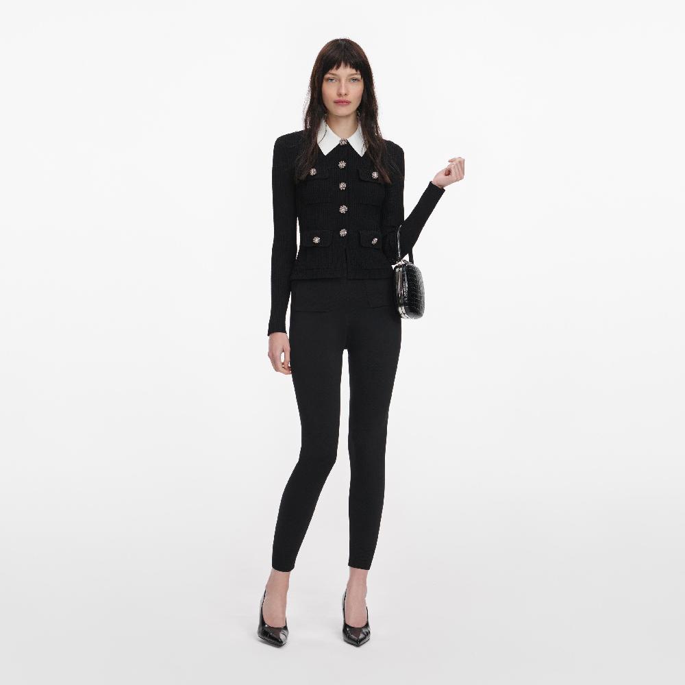 self portrait Black Tailored Knit Top CLOTHING