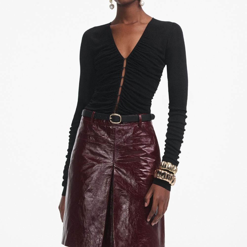 Self Portrait Black Viscose Knit Top CLOTHING