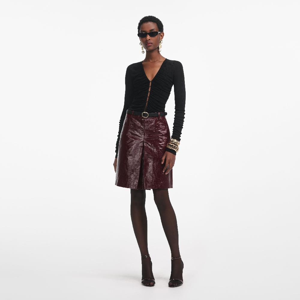 self portrait Black Viscose Knit Top CLOTHING