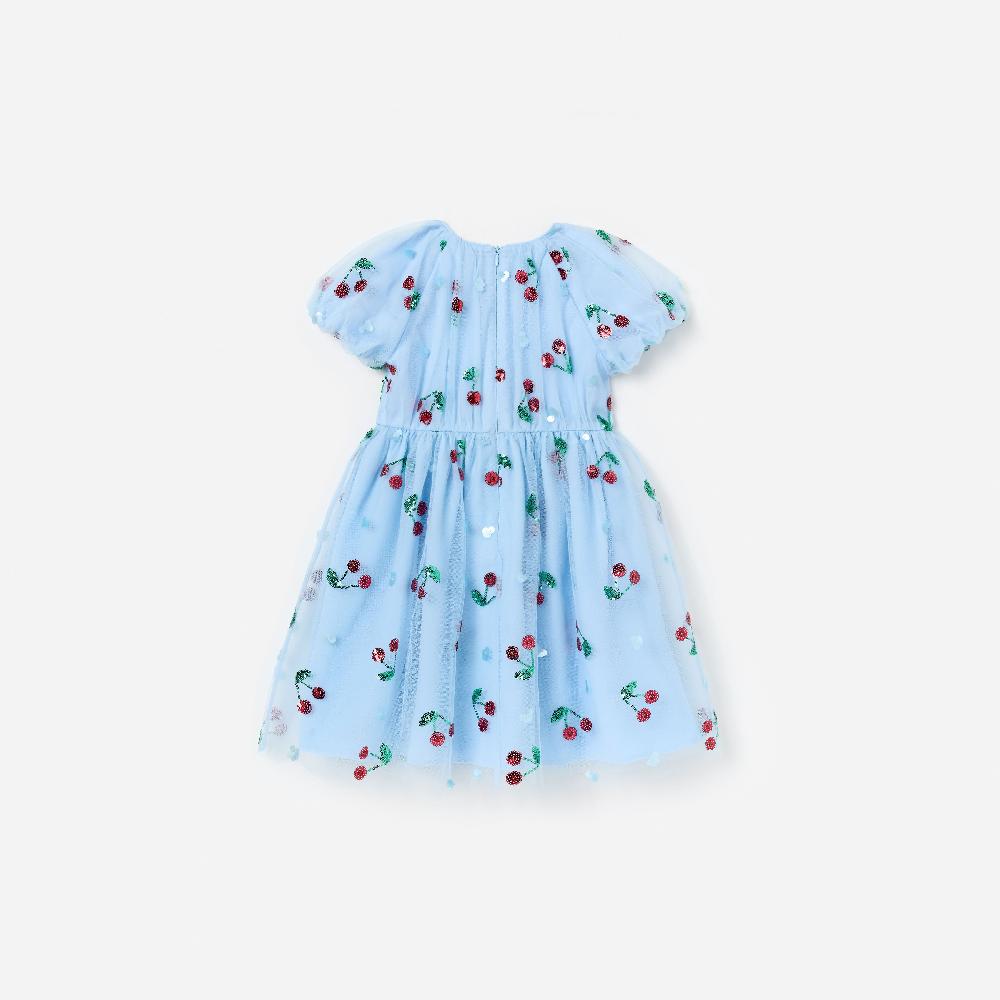 Self Portrait Blue Cherry Sequin Mesh Dress KIDS