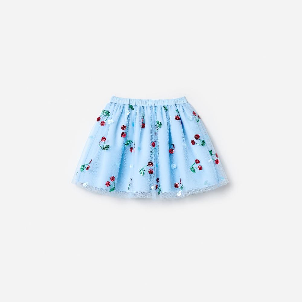 Self Portrait Blue Cherry Sequin Mesh Skirt KIDS