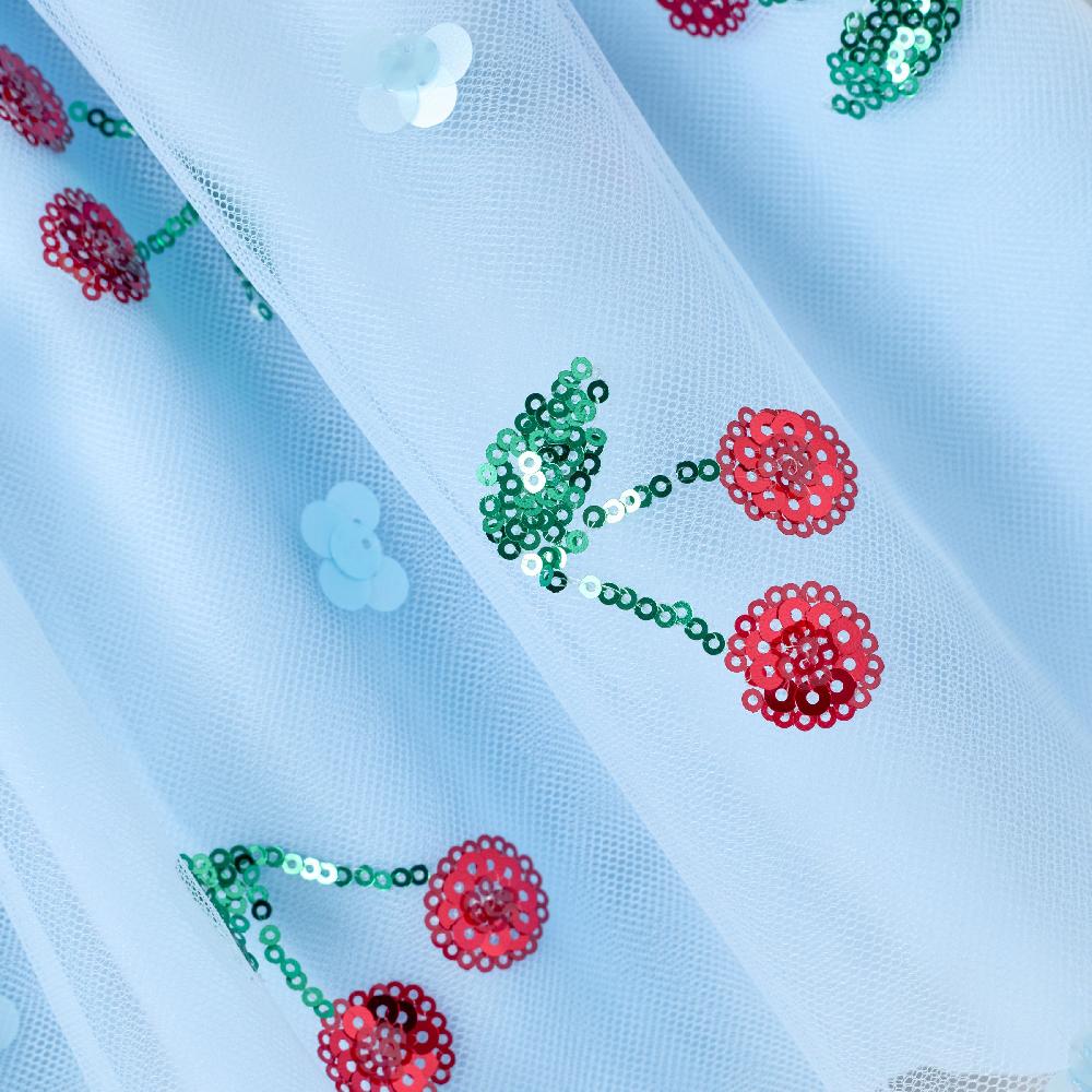 Self Portrait Blue Cherry Sequin Mesh Skirt KIDS