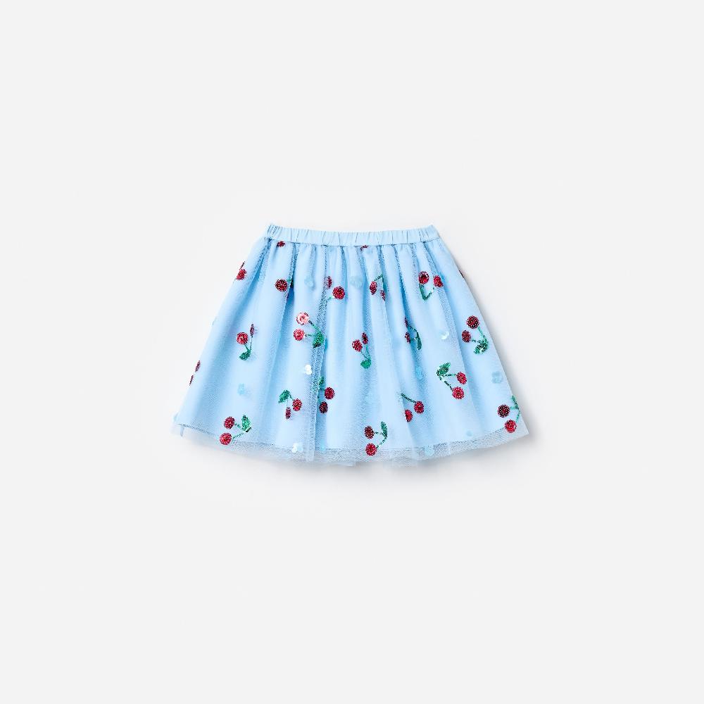 self portrait Blue Cherry Sequin Mesh Skirt KIDS