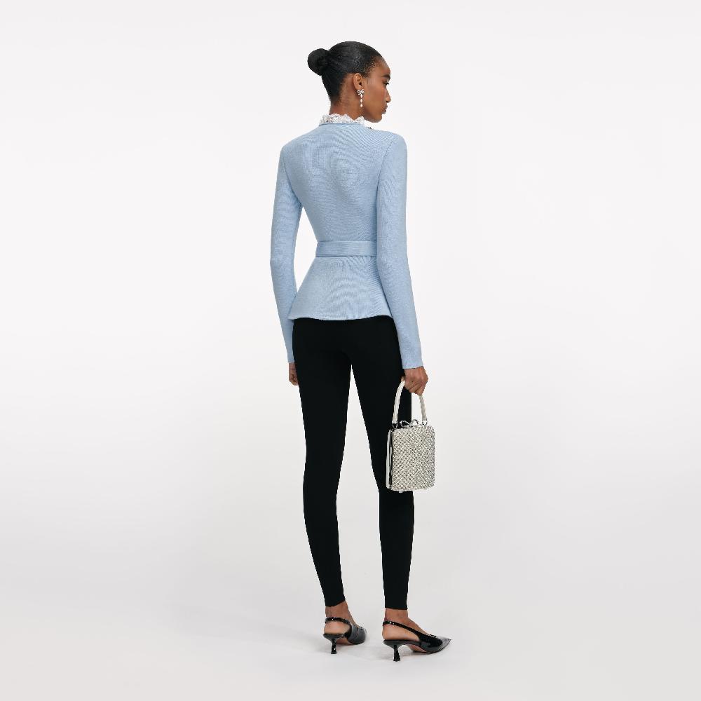 Self Portrait Blue Crystal Trim Cardigan CLOTHING