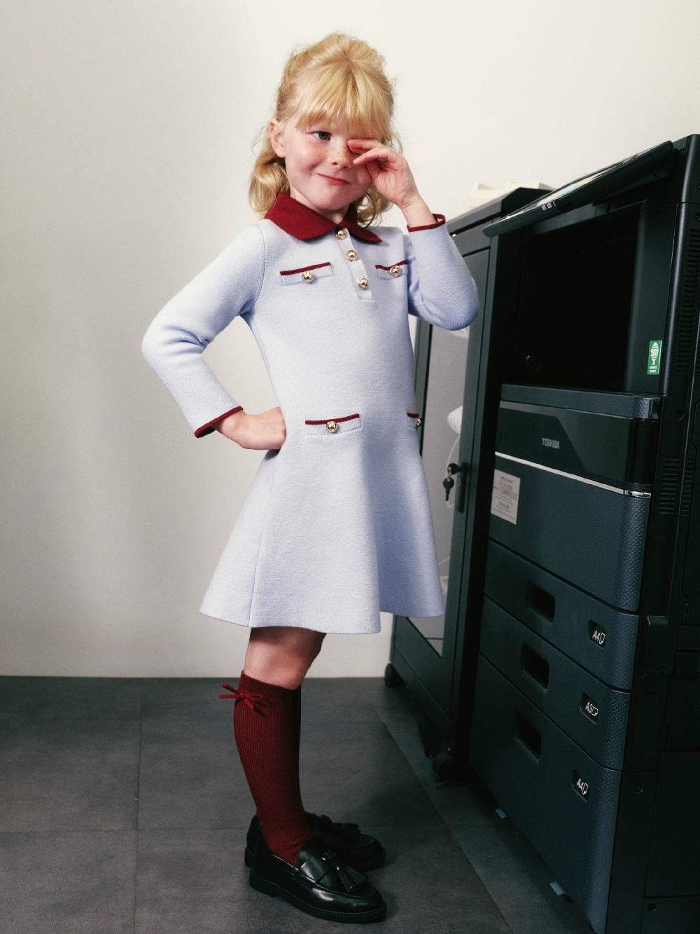 Self Portrait Blue Flat Knit Dress KIDS