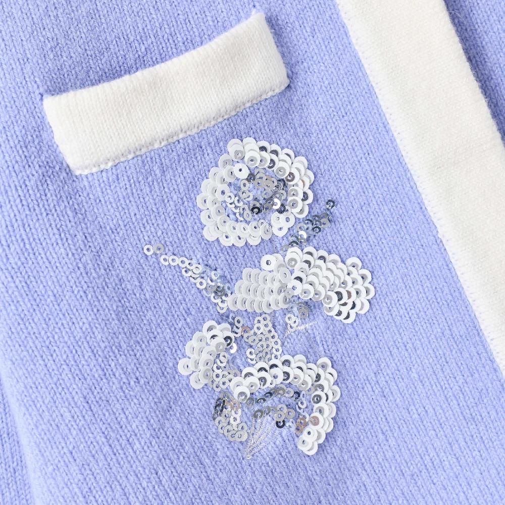 Self Portrait Blue Floral Knit Cardigan KIDS