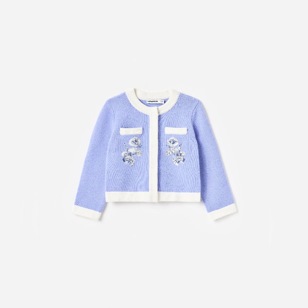self portrait Blue Floral Knit Cardigan KIDS