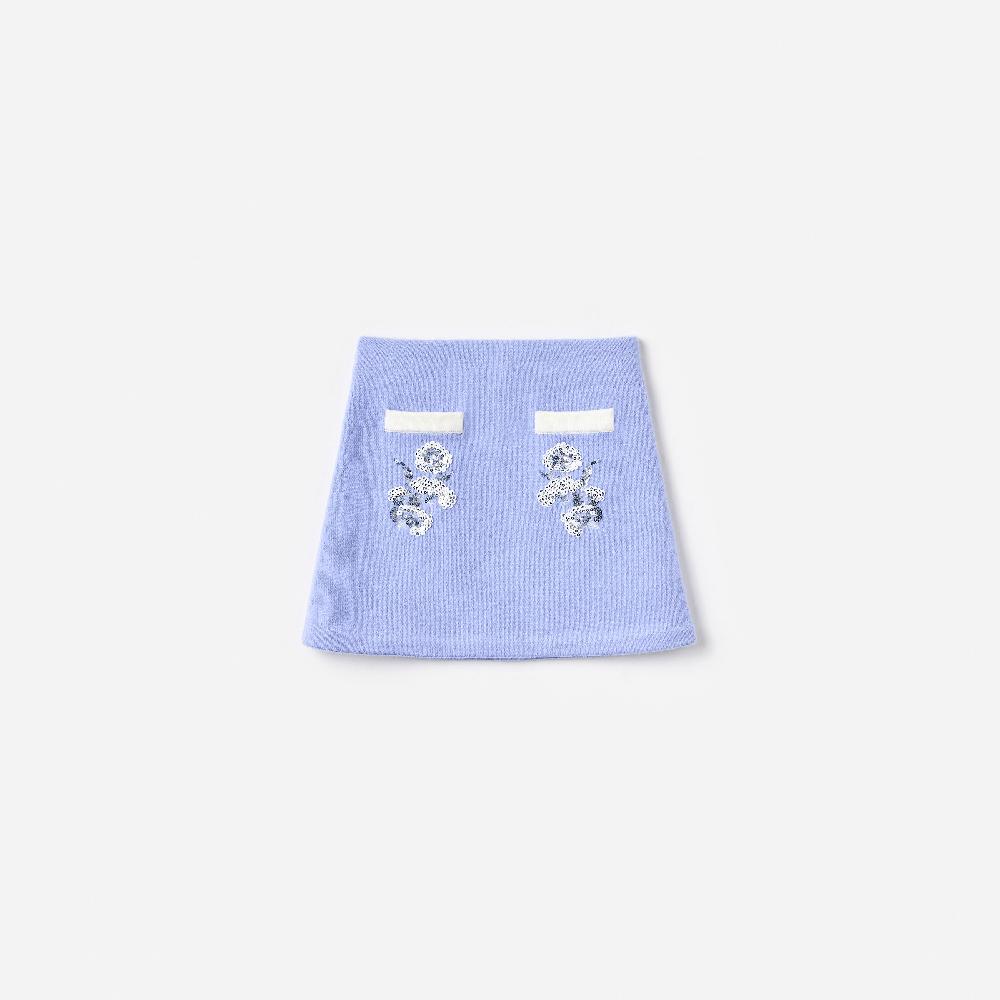 self portrait Blue Floral Knit Skirt KIDS