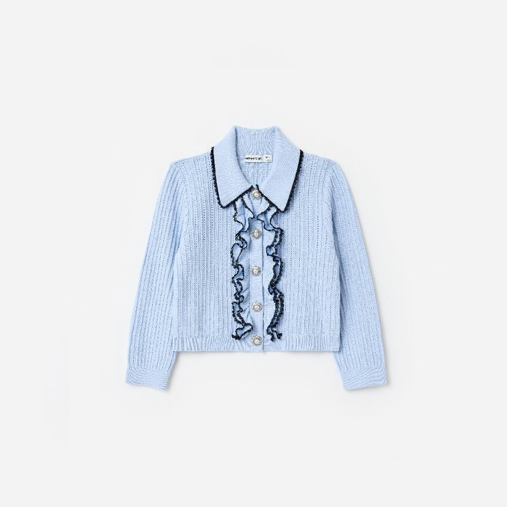 self portrait Blue Frill Trim Cardigan KIDS