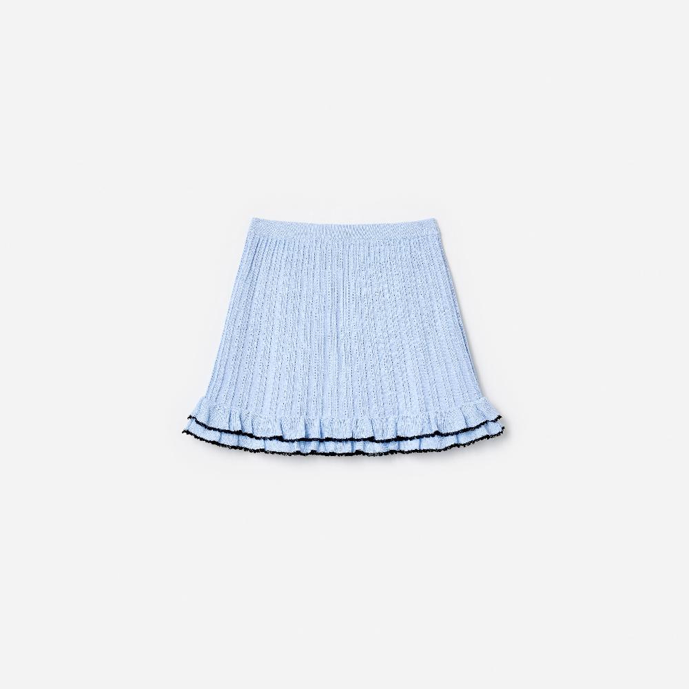 Self Portrait Blue Frill Trim Knit Skirt KIDS