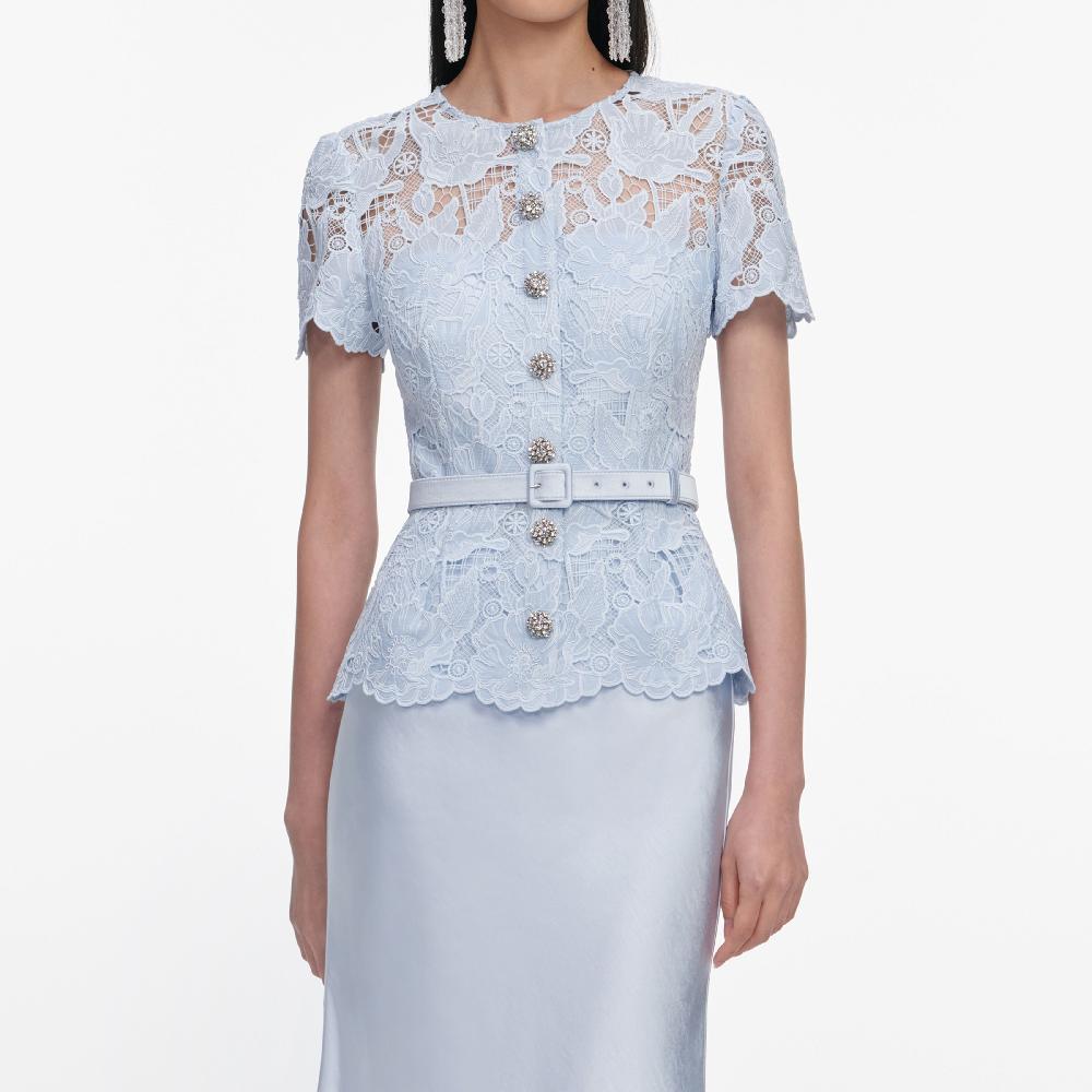 Self Portrait Blue Lace Satin Maxi Dress CLOTHING