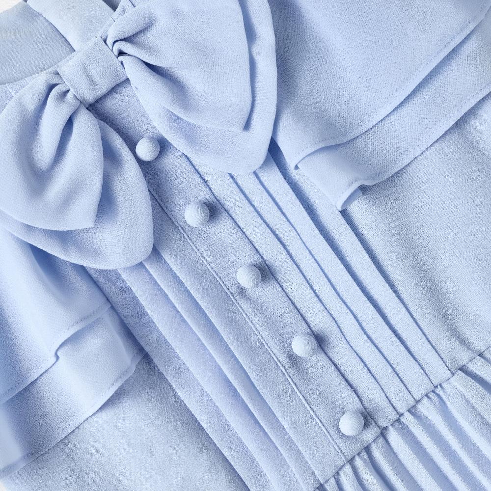 Self Portrait Blue Pleated Chiffon Dress KIDS