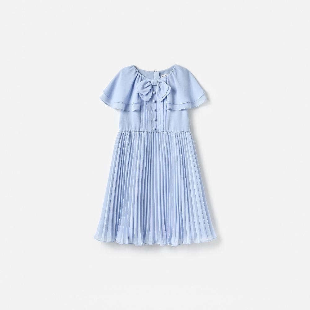 self portrait Blue Pleated Chiffon Dress KIDS