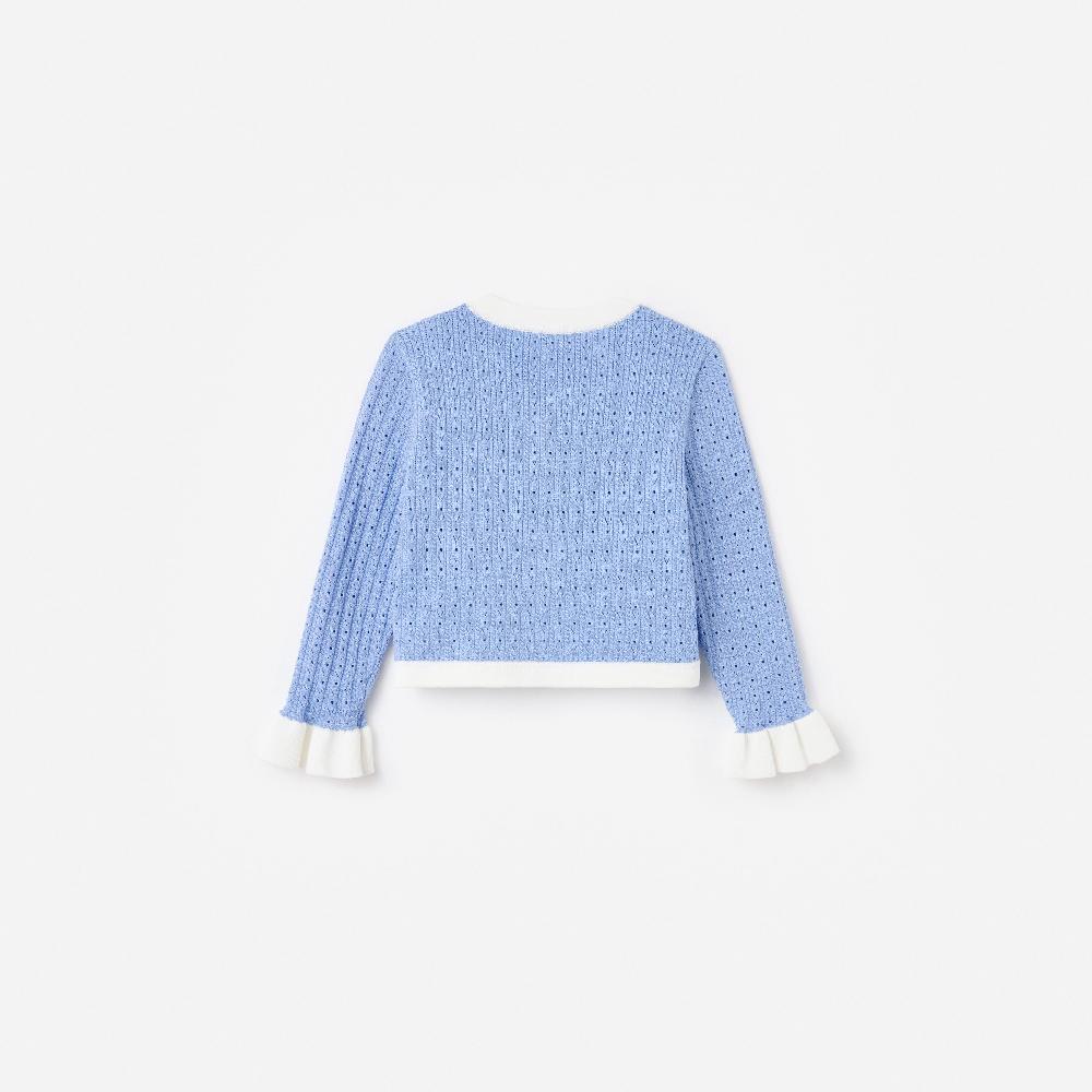 Self Portrait Blue Pointelle Cardigan KIDS