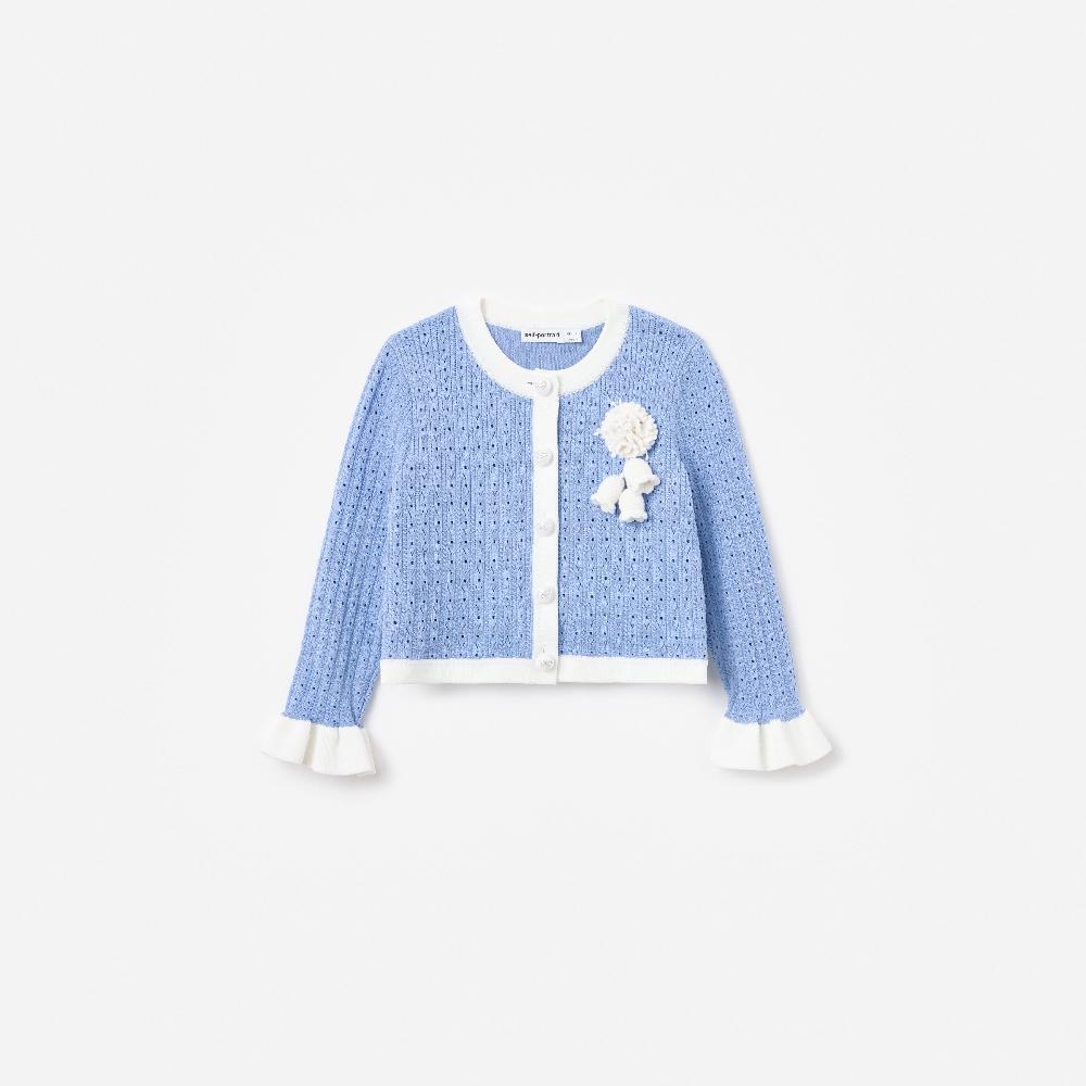 self portrait Blue Pointelle Cardigan KIDS