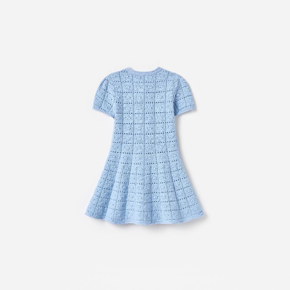 Self Portrait Blue Pointelle Knit Dress KIDS