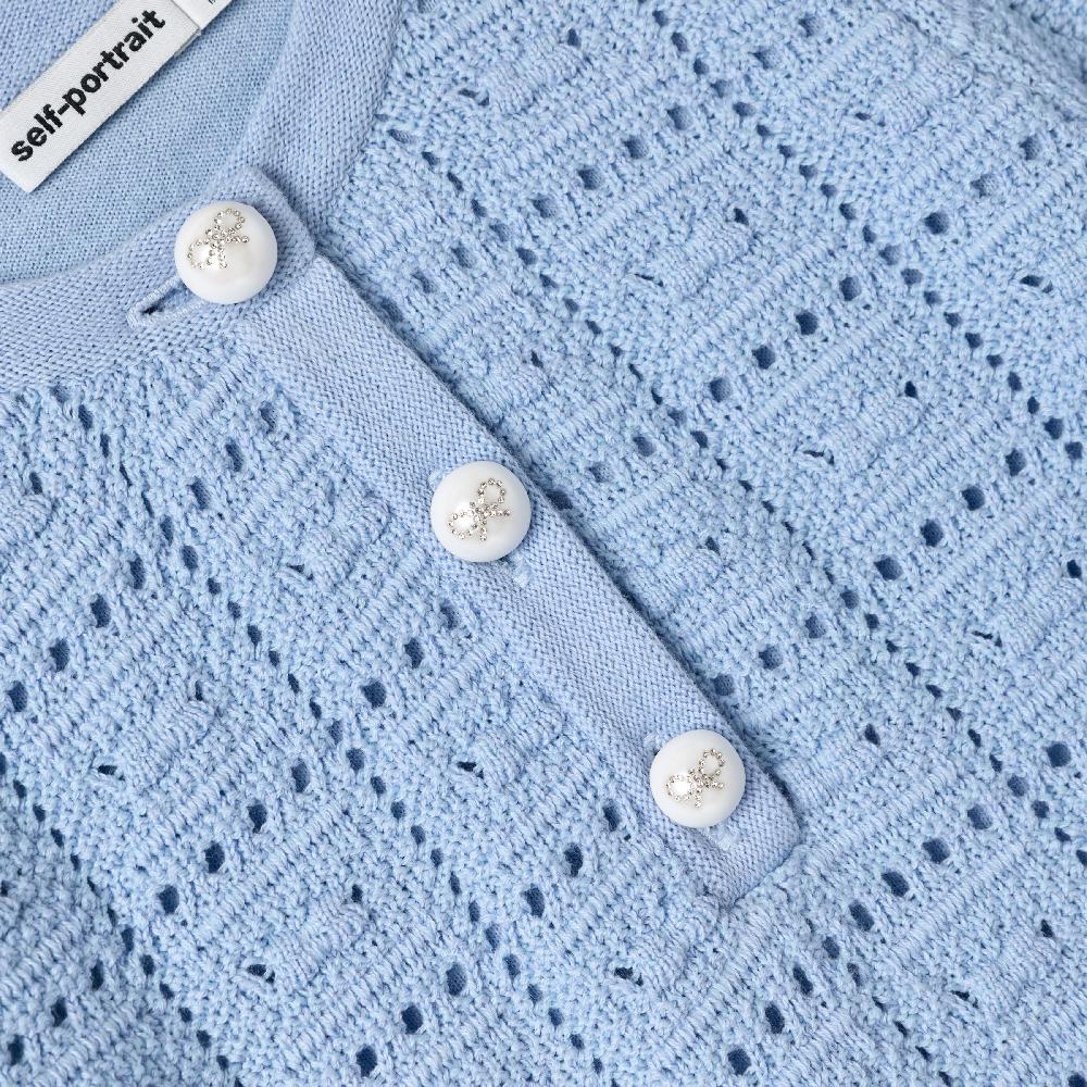 Self Portrait Blue Pointelle Knit Dress KIDS