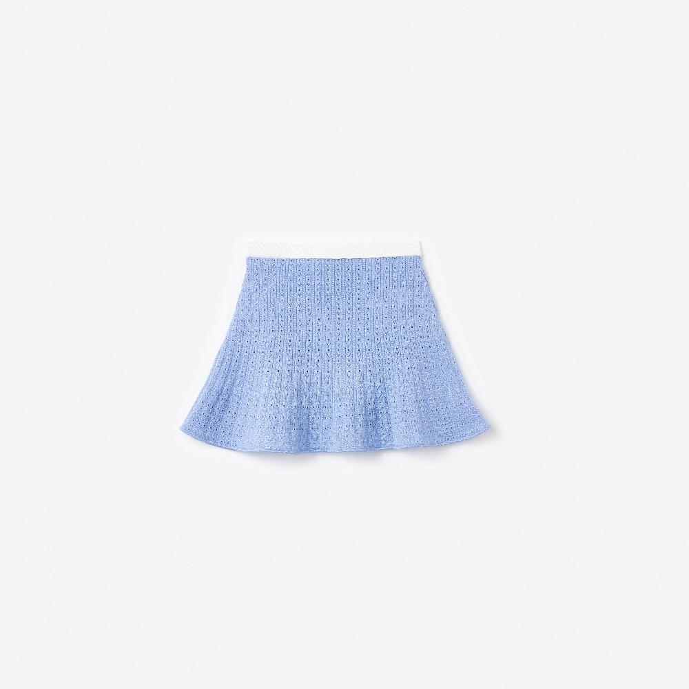 Self Portrait Blue Pointelle Knit Skirt KIDS