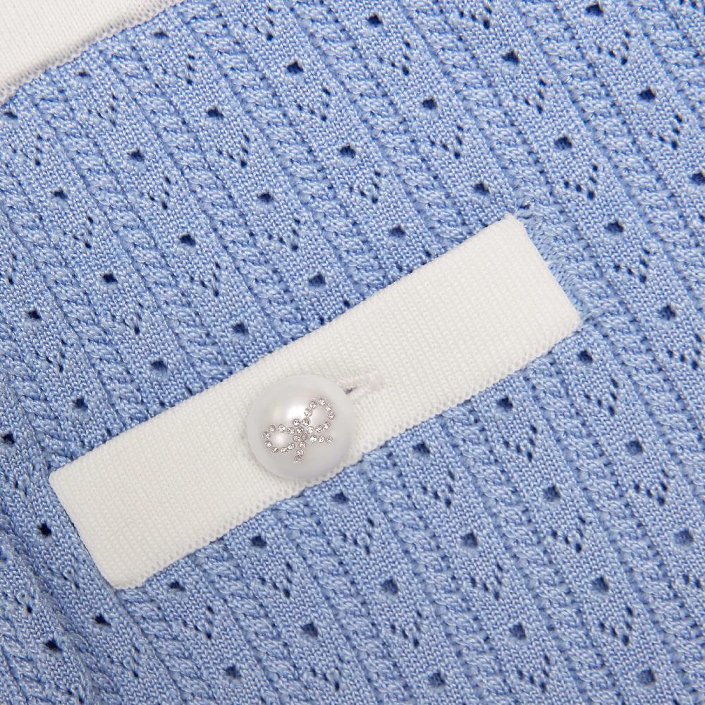 Self Portrait Blue Pointelle Knit Skirt KIDS