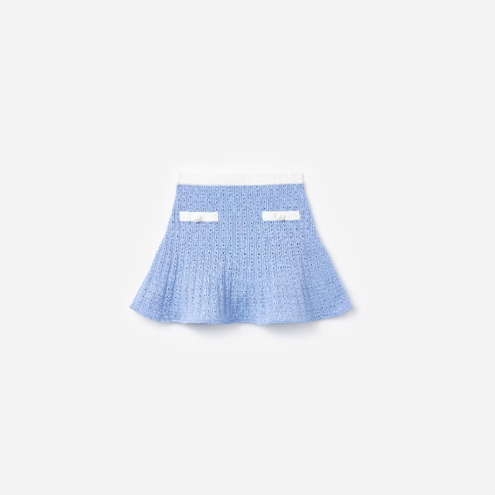 self portrait Blue Pointelle Knit Skirt KIDS