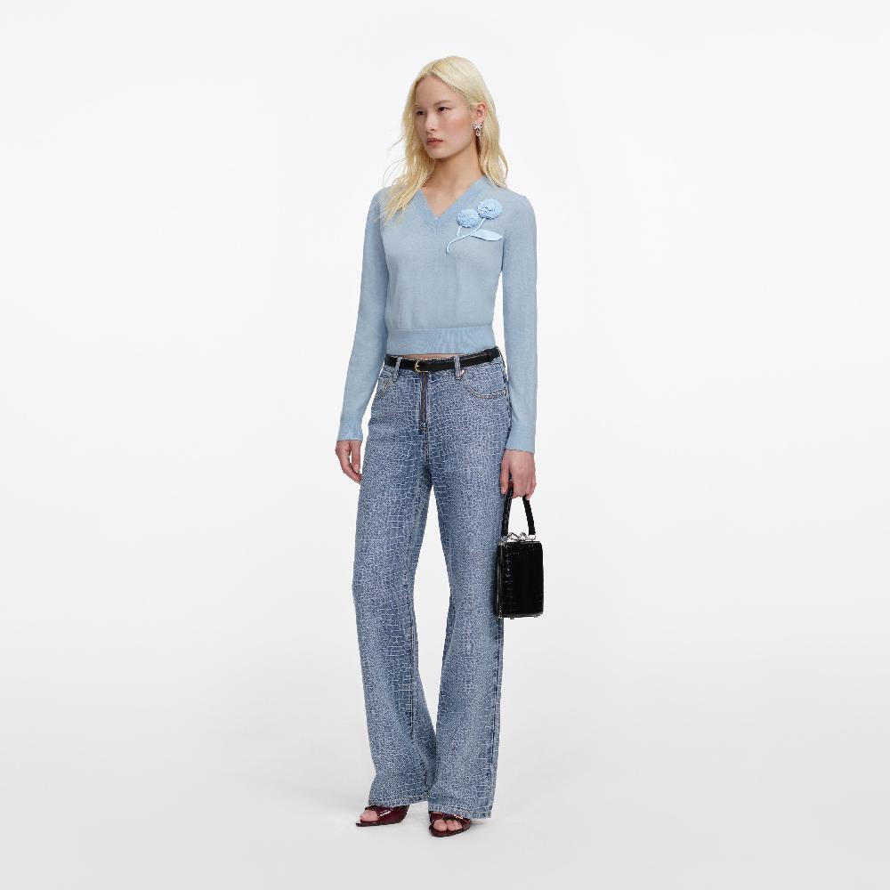 Self Portrait Blue Rose Wool Jumper CLOTHING