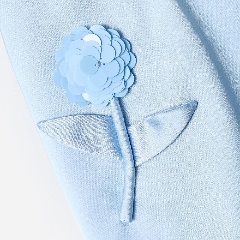 Self Portrait Blue Satin Sequin Flower Skirt KIDS