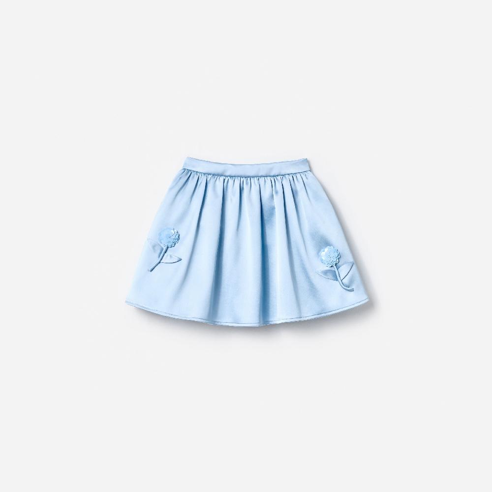 self portrait Blue Satin Sequin Flower Skirt KIDS