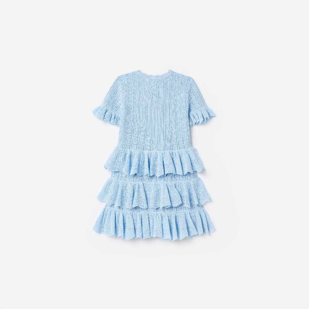 Self Portrait Blue Tiered Knit Dress KIDS