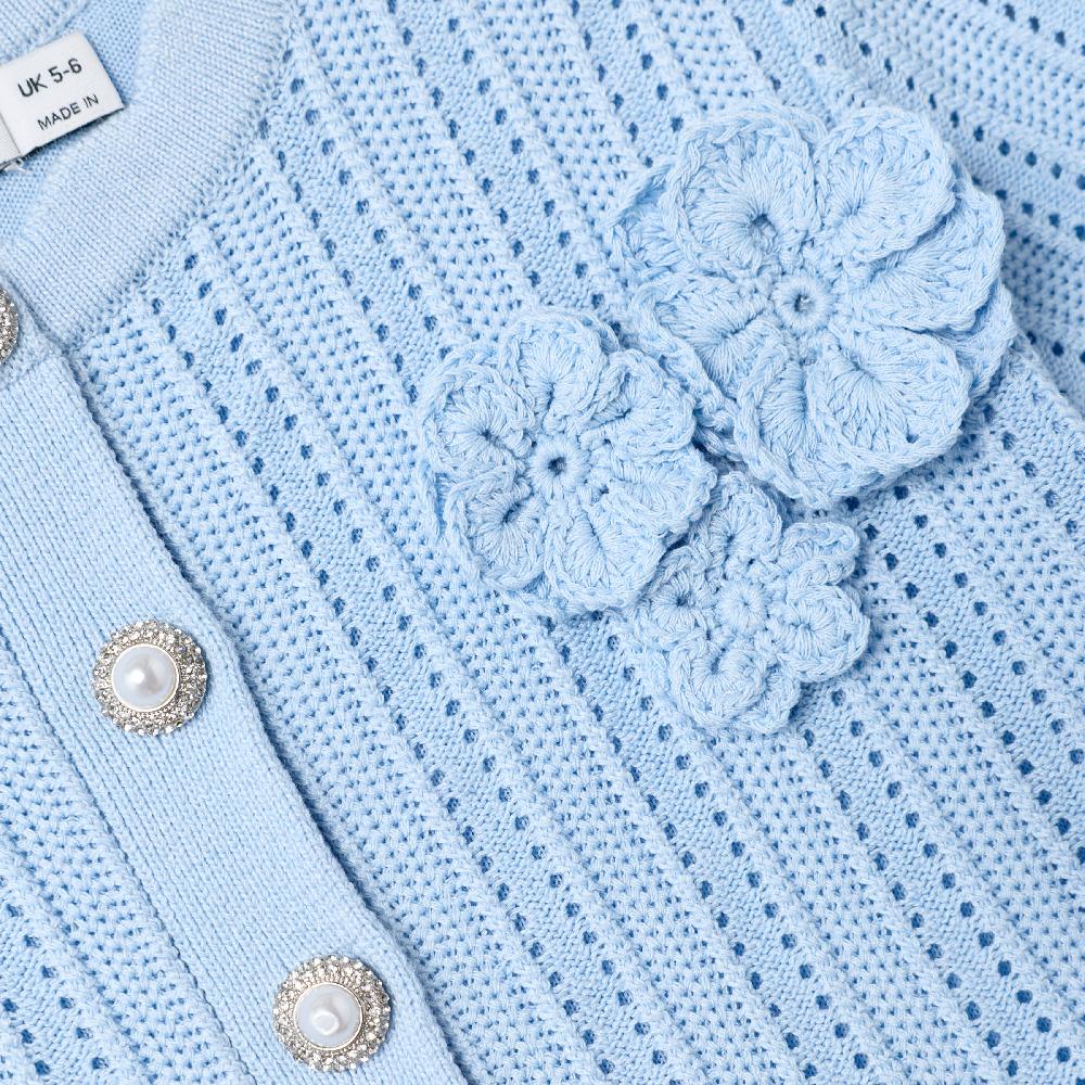 Self Portrait Blue Tiered Knit Dress KIDS