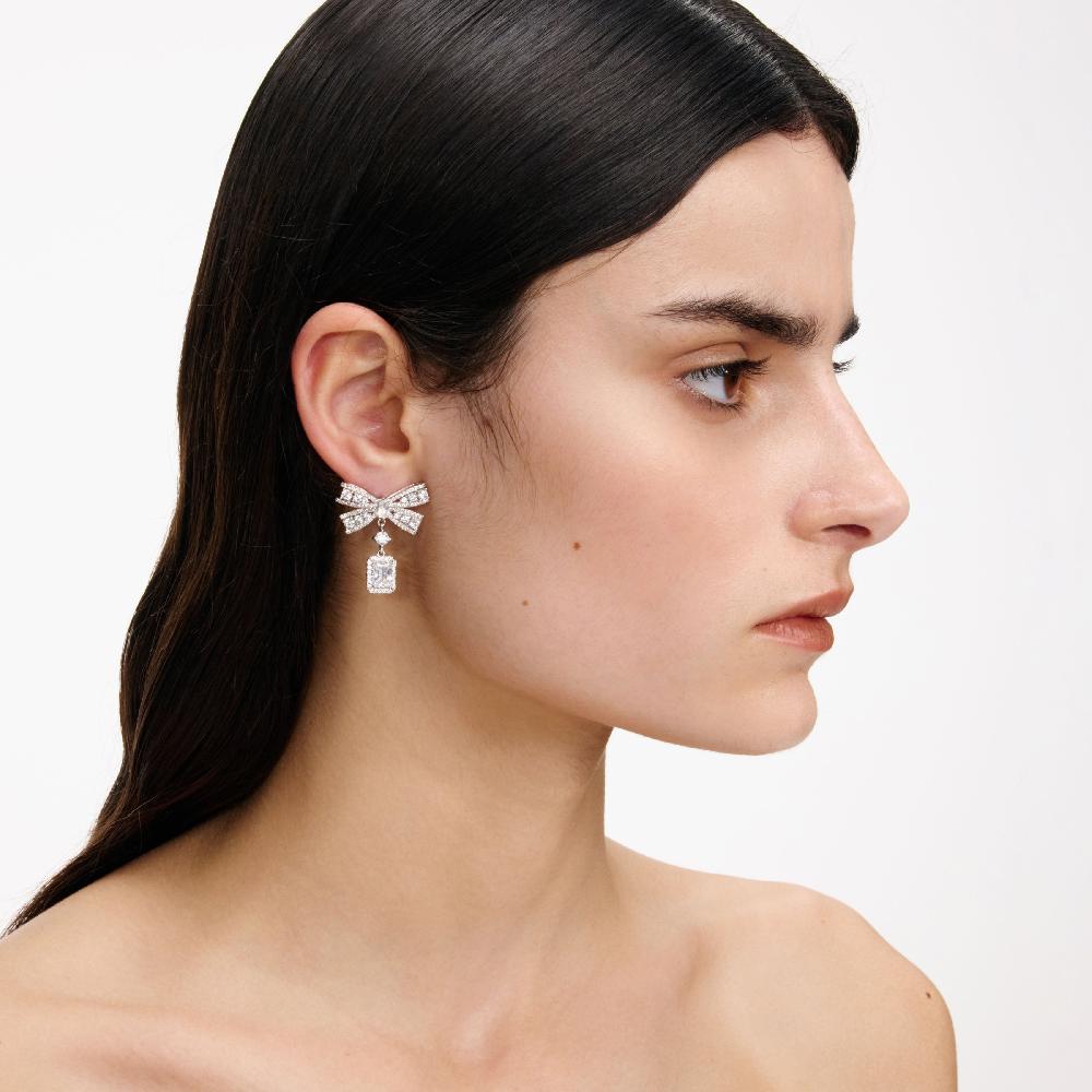 Self Portrait Bow Crystal Drop Earrings JEWELLERY