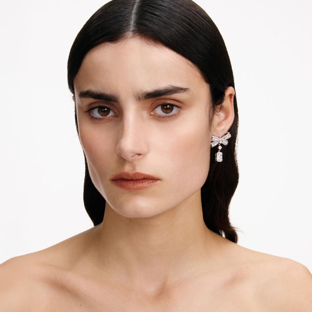 Self Portrait Bow Crystal Drop Earrings JEWELLERY