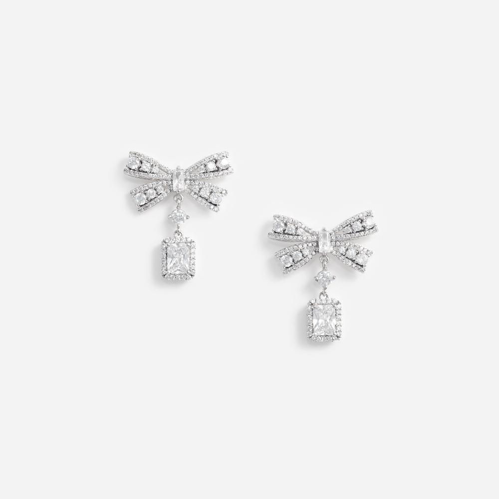 self portrait Bow Crystal Drop Earrings JEWELLERY