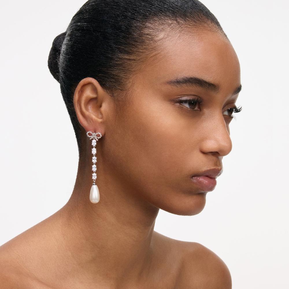 Self Portrait Bow Pearl Droplet Earrings JEWELLERY