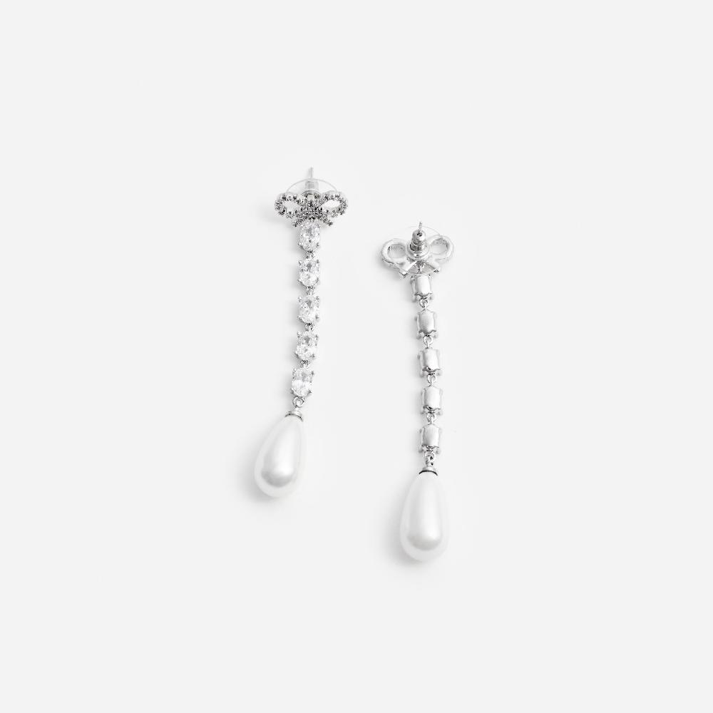 Self Portrait Bow Pearl Droplet Earrings JEWELLERY