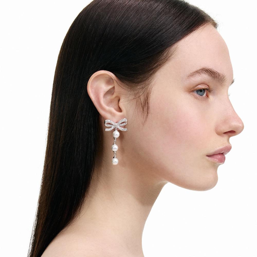 Self Portrait Bow Tiered Pearl Earrings JEWELLERY