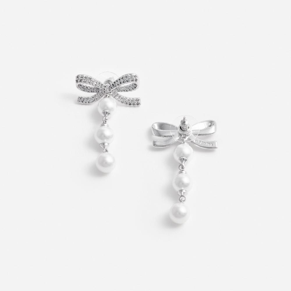 Self Portrait Bow Tiered Pearl Earrings JEWELLERY