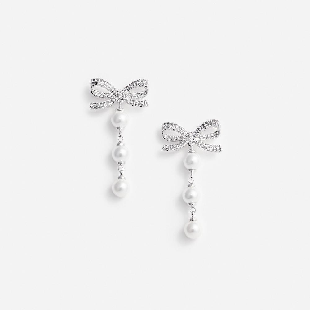 self portrait Bow Tiered Pearl Earrings JEWELLERY
