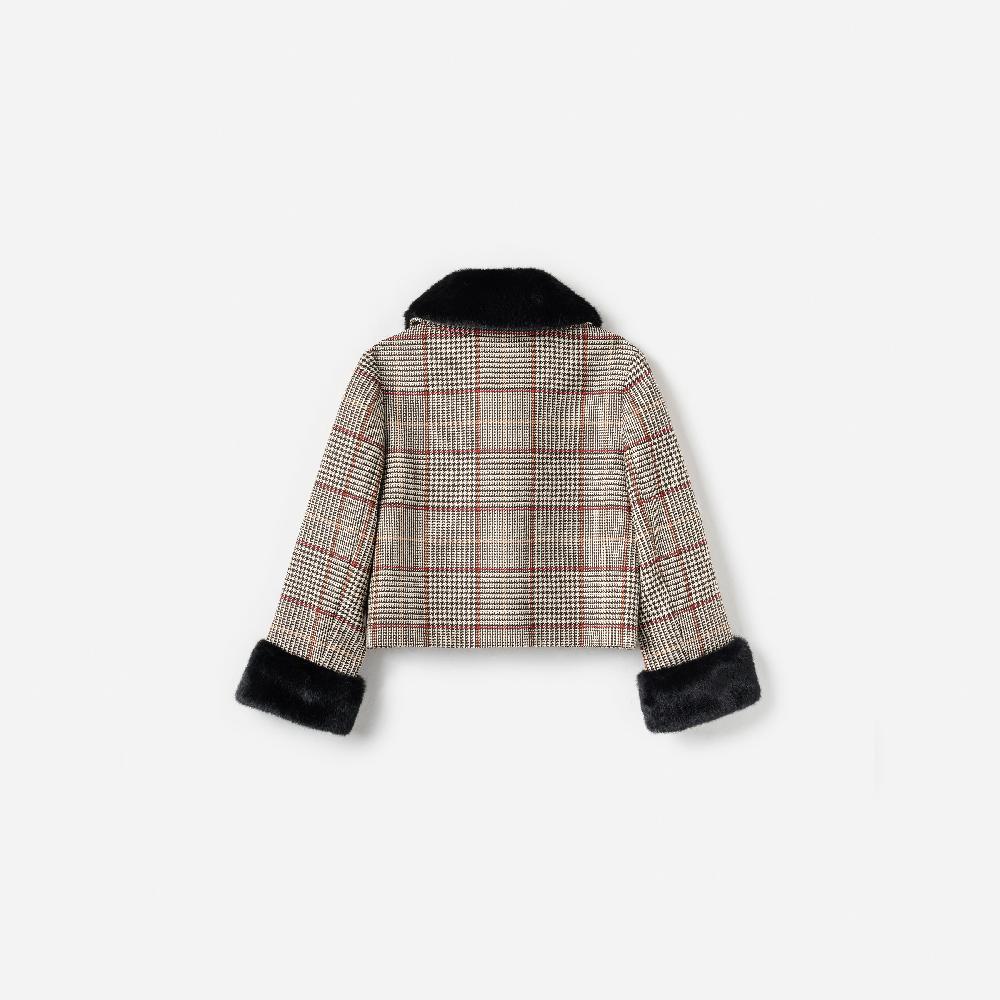 Self Portrait Brown Check Fur Jacket KIDS
