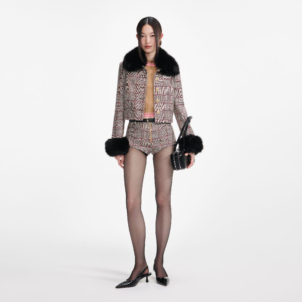 self portrait Brown Check Shorts CLOTHING