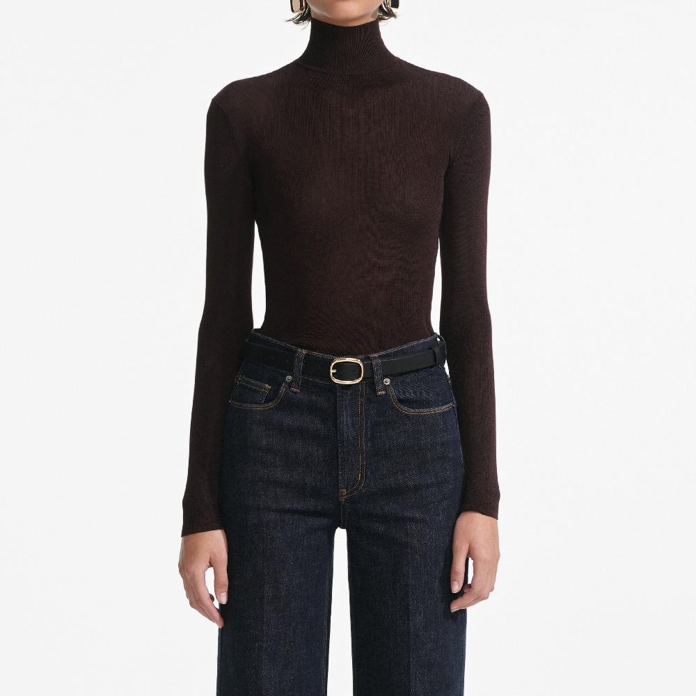 Self Portrait Brown Viscose Knit Top CLOTHING