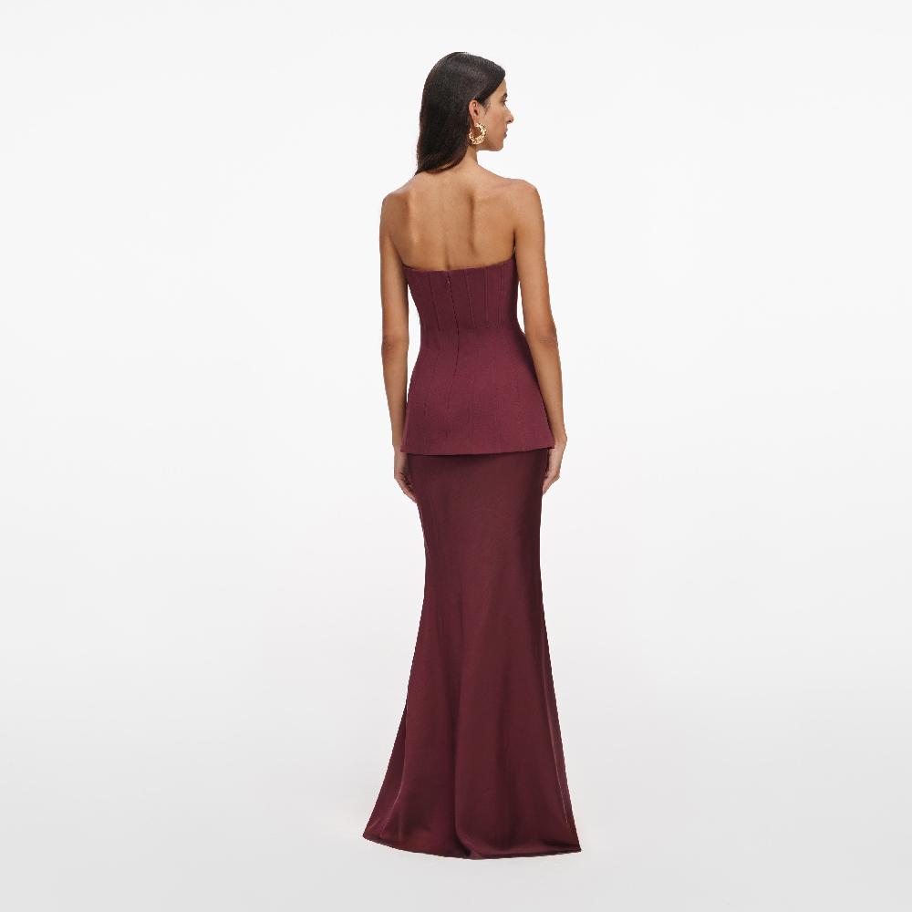 Self Portrait Burgundy Bandeau Maxi Dress CLOTHING